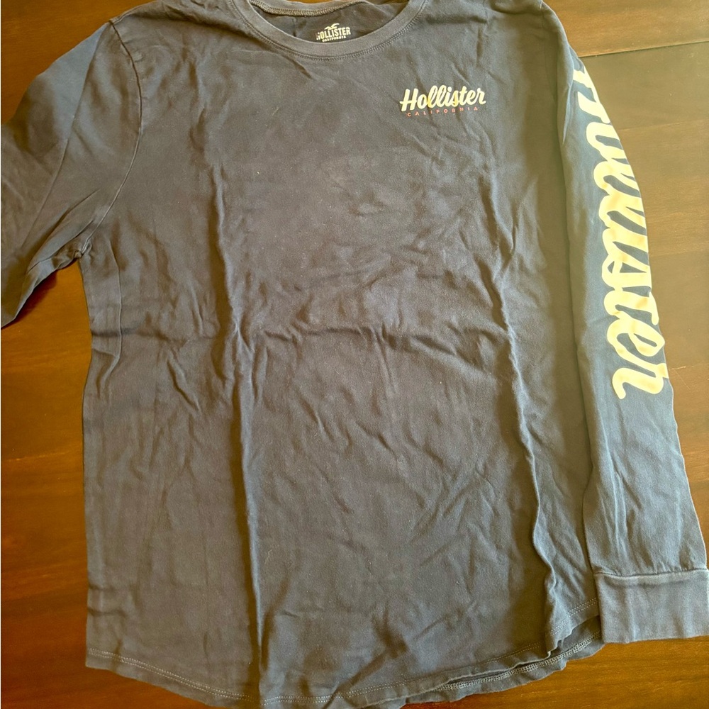 Hollister Navy Long Sleeve Tee with Logo
